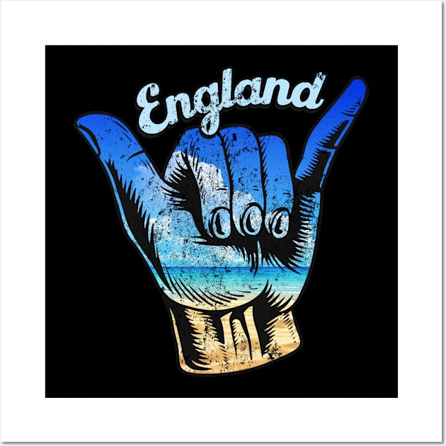England shaka hand. England surfing . Perfect present for mother dad friend him or her Wall Art by SerenityByAlex